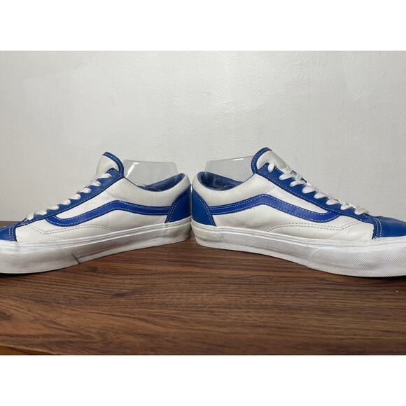 Vans Old Skool Leather Low Top White Nautical Blue M8.5/W10 Skater Casual - Picture 5 of 8